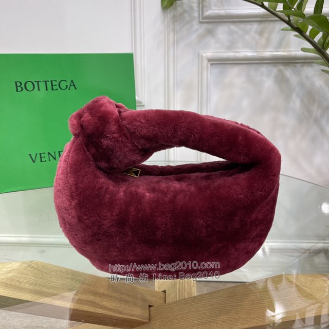 Bottega veneta高端女包 98080天鵝絨 寶緹嘉Jodie經典打結圓形hobo包 BV天鵝絨皮毛新款女包  gxz1389